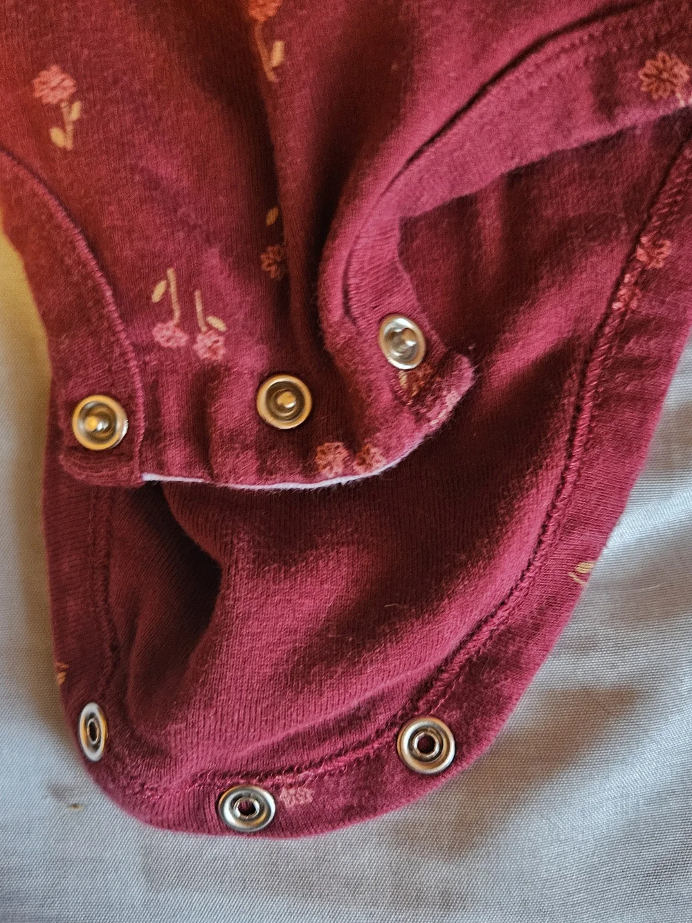 Carter's Long-Sleeve Maroon One-Piece with Pink Floral Print